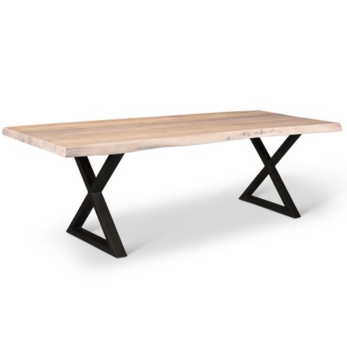 Loon Peak Solid Wood Top Metal Base Dining Table Wayfair